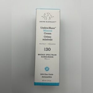 Drunk Elephant Umbra Sheer Mineral Cream SPF 30 Sunscreen2 oz EXP SEP 2026 NIB!